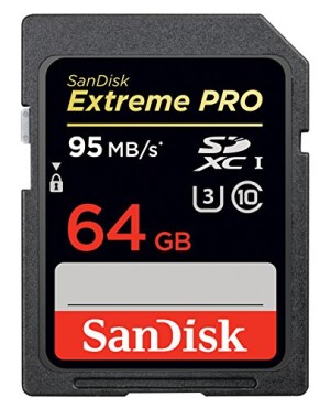 SanDisk Extreme Pro 64GB SDXC UHS-1 Speed Class 3 (U3) With Speed Up To 95MB/s & 4K Ultra HD-Ready, Frustration-Free Packaging- SDSDXPA-064G-AFFP