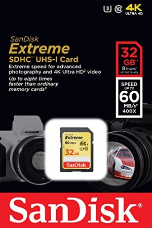 SanDisk Extreme 32GB U3/UHS-I SDHC Memory Card (SDSDXN-032G-G46)