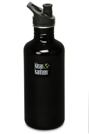 Klean Kanteen Stainless Steel Bottle with 3.0 Sport Cap (Black Eclipse, 40-Ounce)