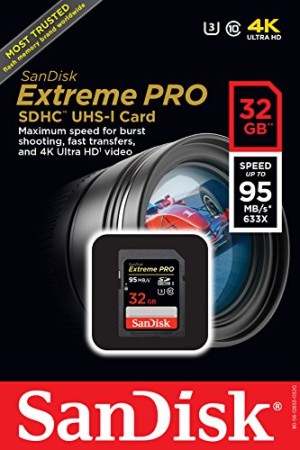 SanDisk Extreme Pro 32GB SDHC UHS-1 Speed Class 3 (U3) With Speed Up To 95MB/s & 4K Ultra HD-Ready, Frustration-Free Packaging- SDSDXPA-032G-AFFP