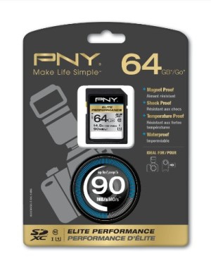 PNY Elite Performance 64GB High Speed SDXC Class 10 UHS-1 Up to 90MB/sec Flash Card - P-SDX64U1H-GE
