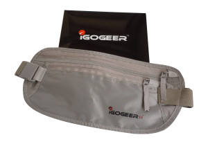 igogeer.com deluxe money belt with RFID blocking - khaki - with awesome gift box