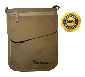 Igogeer.com - deluxe neck wallet with rfid blocking - front