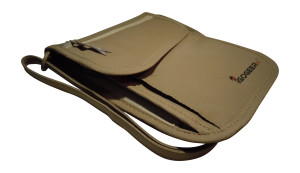 Igogeer.com - deluxe neck wallet with rfid blocking - side view