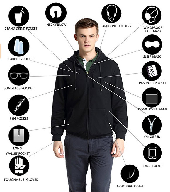 IGOGEER - XY#& Men Travel Jacket Hoodie